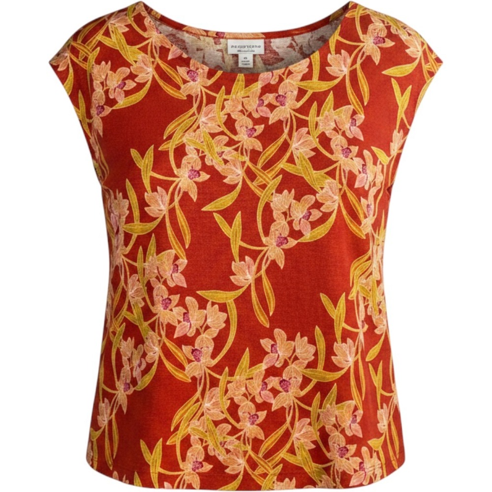 Rachel Zoe Linen Floral Top Medium Beach Boho Chic Tropical Resort Beach